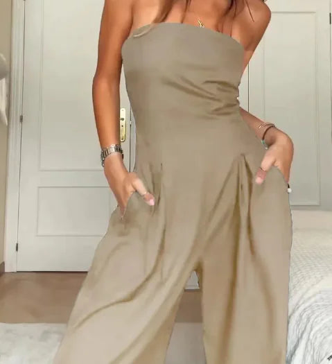 Women's Backless Wide Leg Jumpsuit