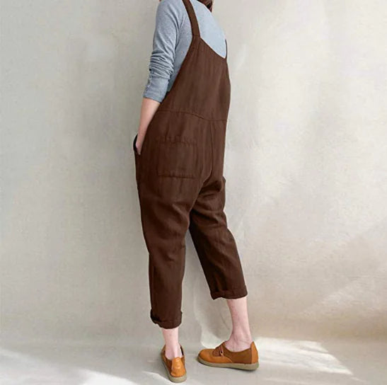 Women's Cotton Linen Overall Jumpsuit