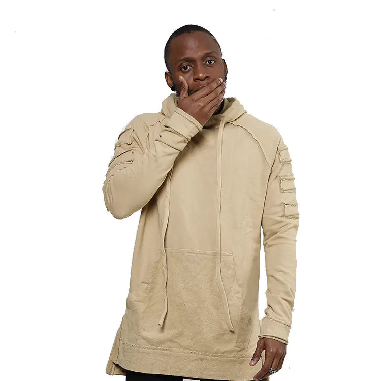 Men's Long Hoodie, Hip Hop Hoodie, Outerwear Sweatshirt