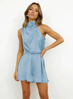 Women's Sleeveless Satin Jumpsuit