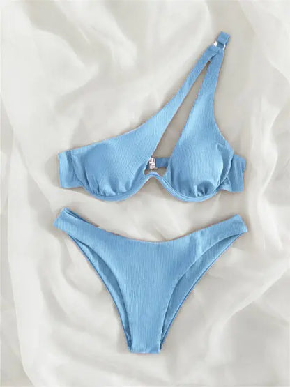 Women's Solid Ribbed Bikini Set