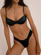 Women's Solid Color Push Up Micro Bikini Set