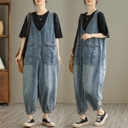 Women's Denim Tank Top Jumpsuit