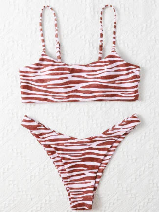 Women's Zebra Stripe Two Piece Bikini Set
