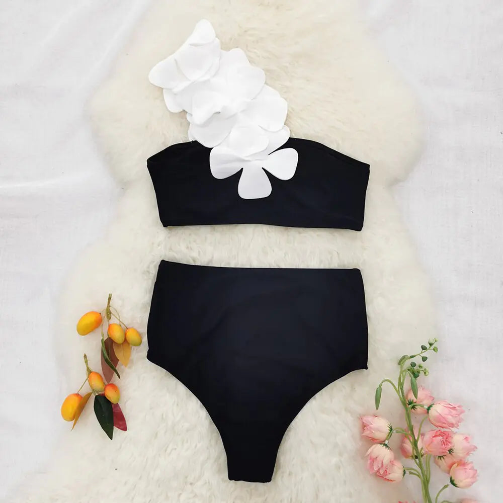 Women's Flower Bandeau Brazilian Bikini Set