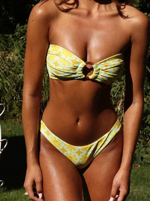 Women's Floral Bandeau Bikini Set