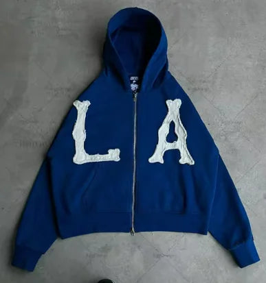 Letter Embroidered Oversized Hoodie Men