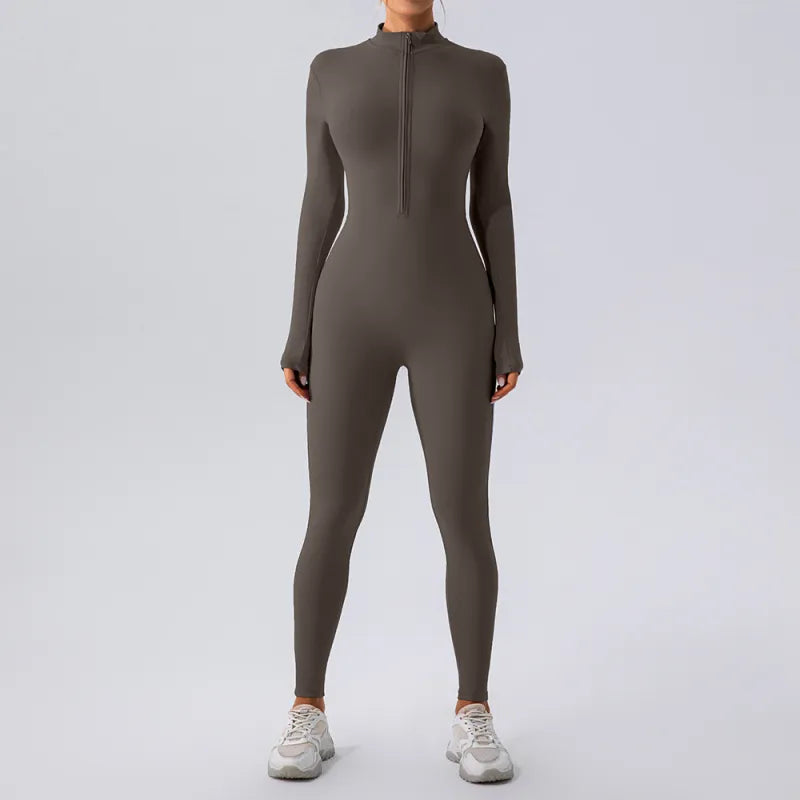 Women's High Elastic Zipper Yoga Jumpsuit