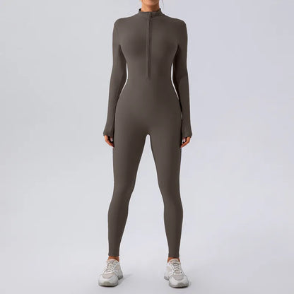 Women's High Elastic Zipper Yoga Jumpsuit