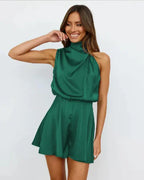 Women's Sleeveless Satin Jumpsuit