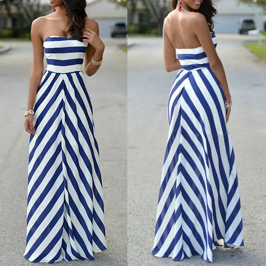 Women's Strapless Striped Dress