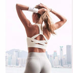 White Strap Push Up Sports Bra Womens Gym Yoga Athletic Vest Underwear