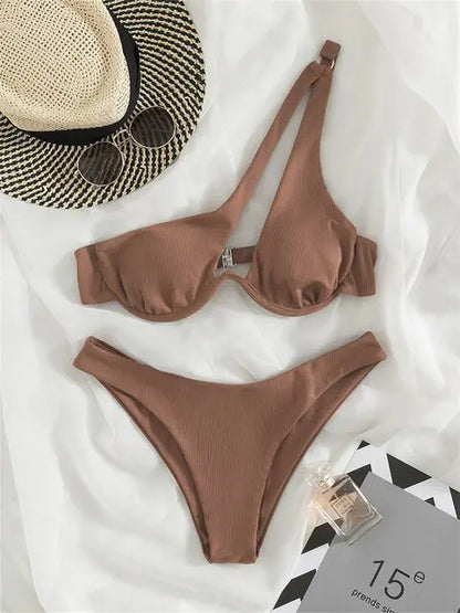 Women's Solid Ribbed Bikini Set