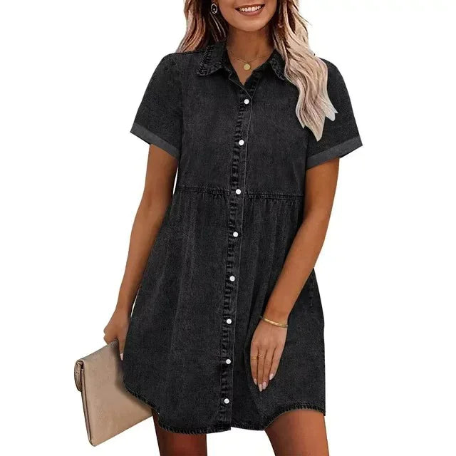 Women's Ruffled Denim Dress