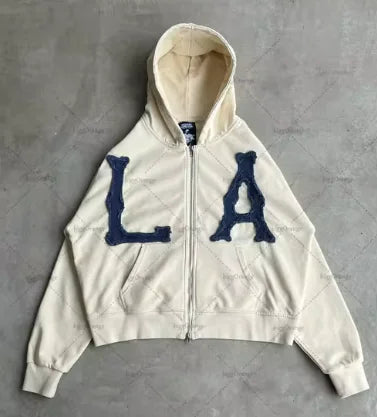 Letter Embroidered Oversized Hoodie Men