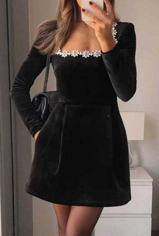 Women's Floral Rhinestone Dress