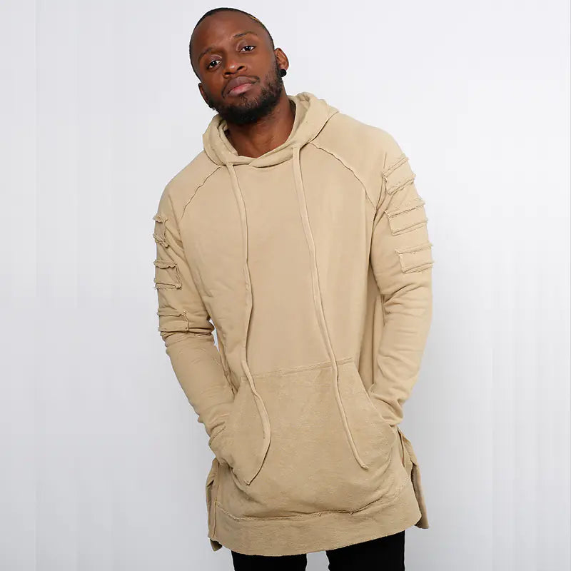 Men's Long Hoodie, Hip Hop Hoodie, Outerwear Sweatshirt
