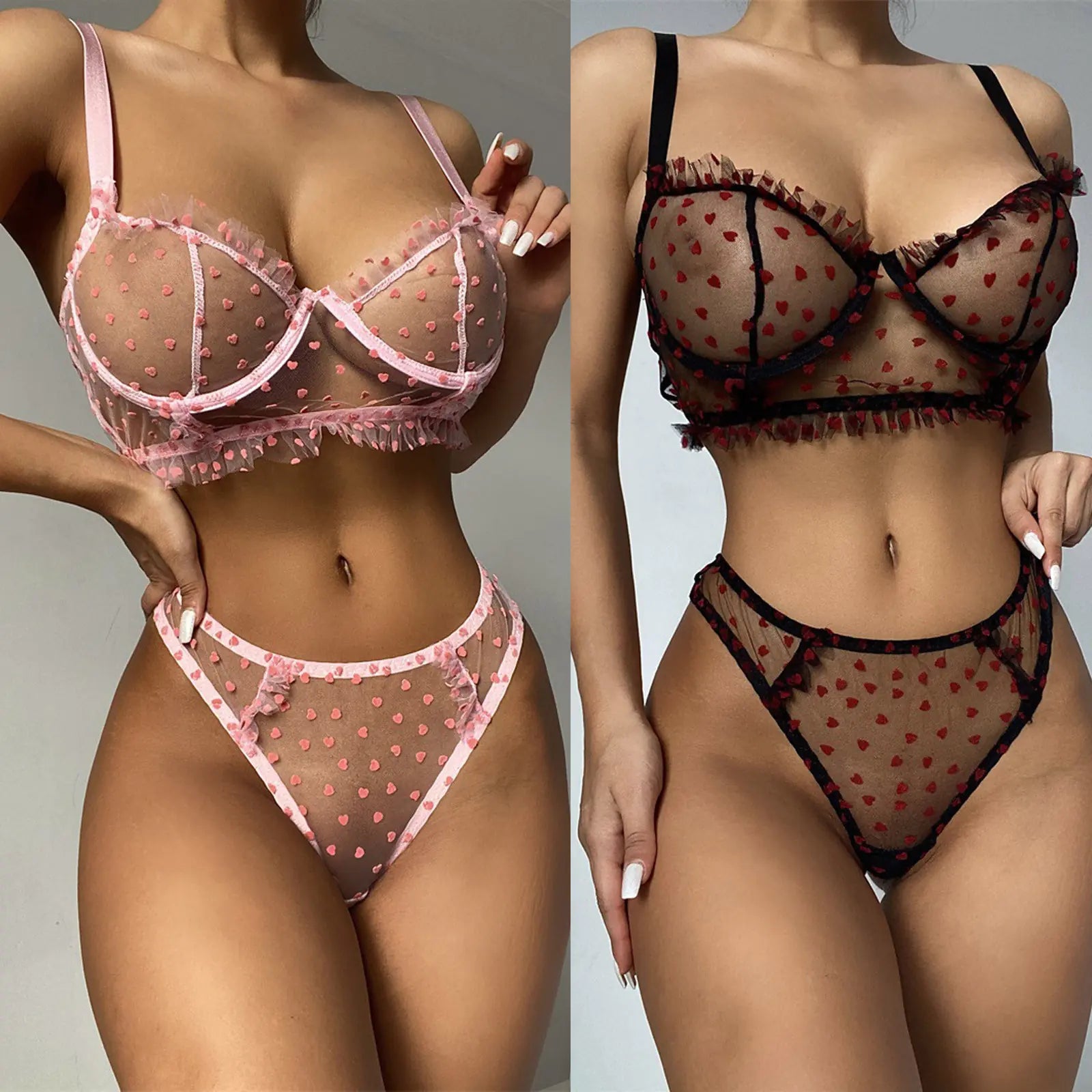 Women Lingerie Mesh Perspective Lace with Seamless Bra Main image